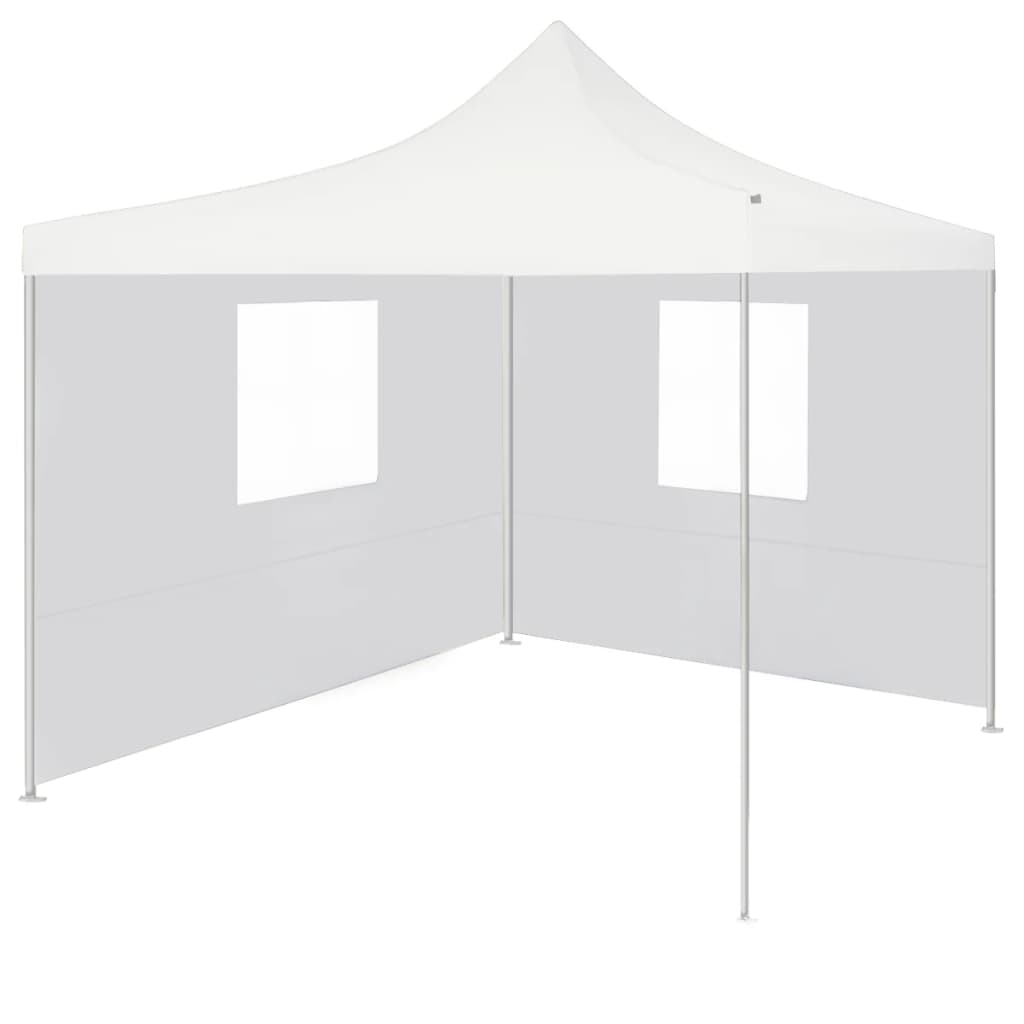 vidaXL Profesionálny skladací párty stan+2 steny 3x3 m, oceľ, biely