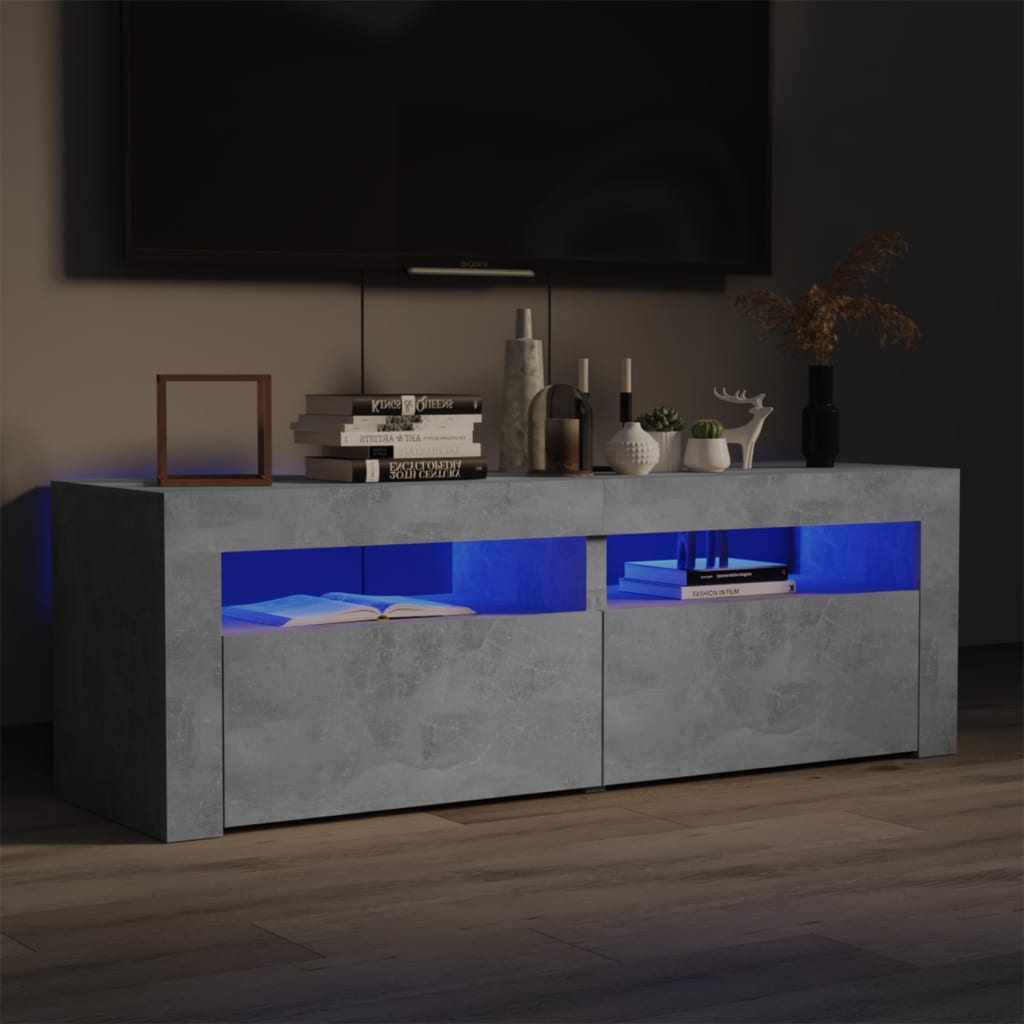 vidaXL TV skrinka s LED svetlami betónová sivá 120x35x40 cm
