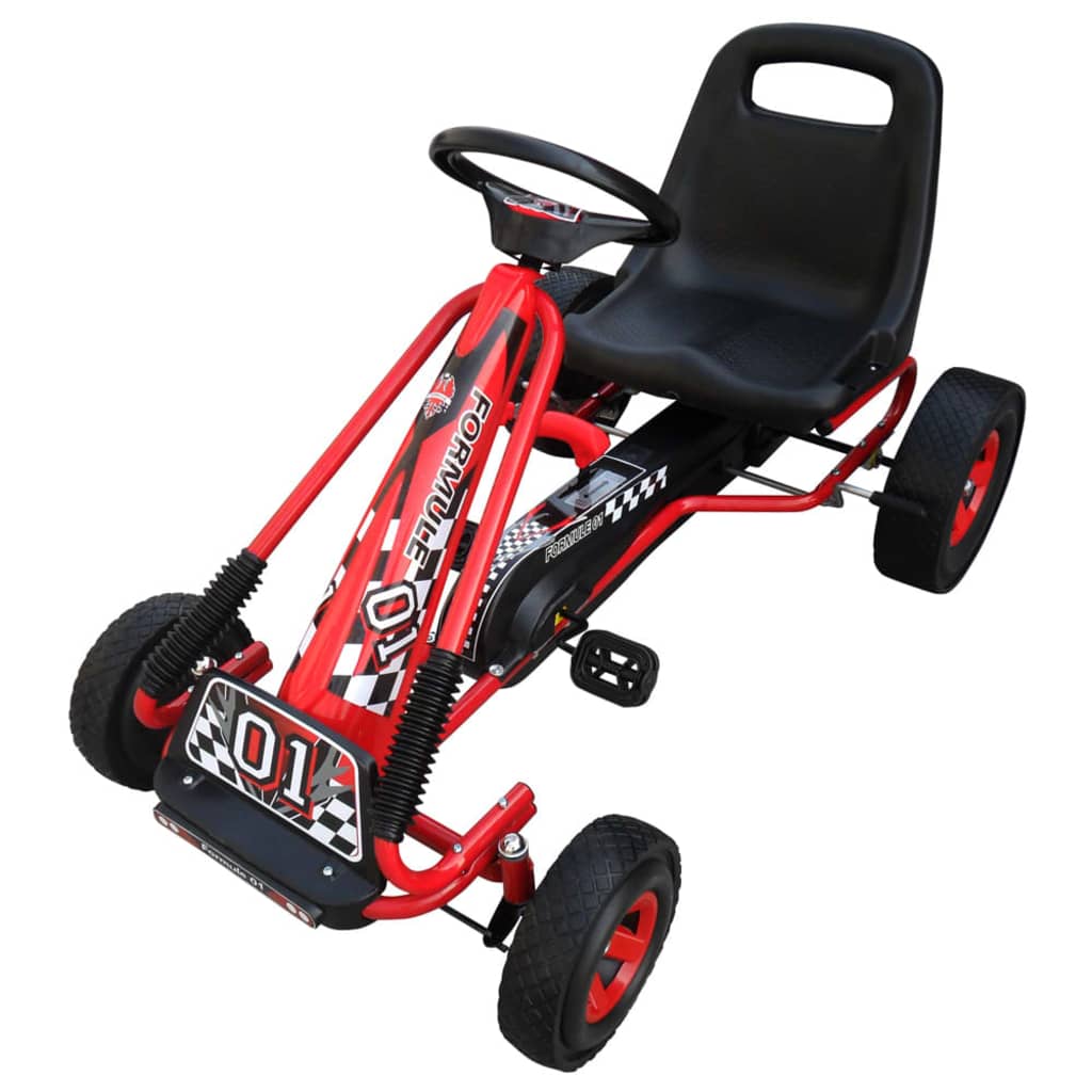 vidaXL Červený pedálový go-kart s nastaviteľným sedadlom