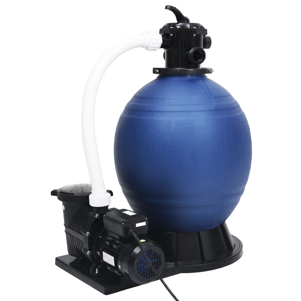 vidaXL Pieskový filter so 7-cestným ventilom a 1 000 W čerpadlom modro-čierny