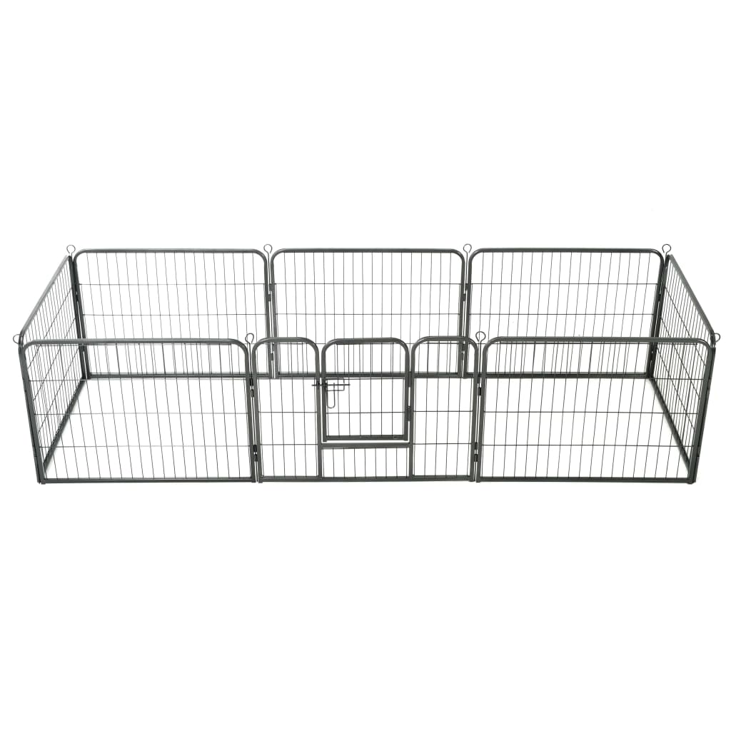 vidaXL Oceľová ohrádka pre psov s 8 panelmi 60x80 cm čierna