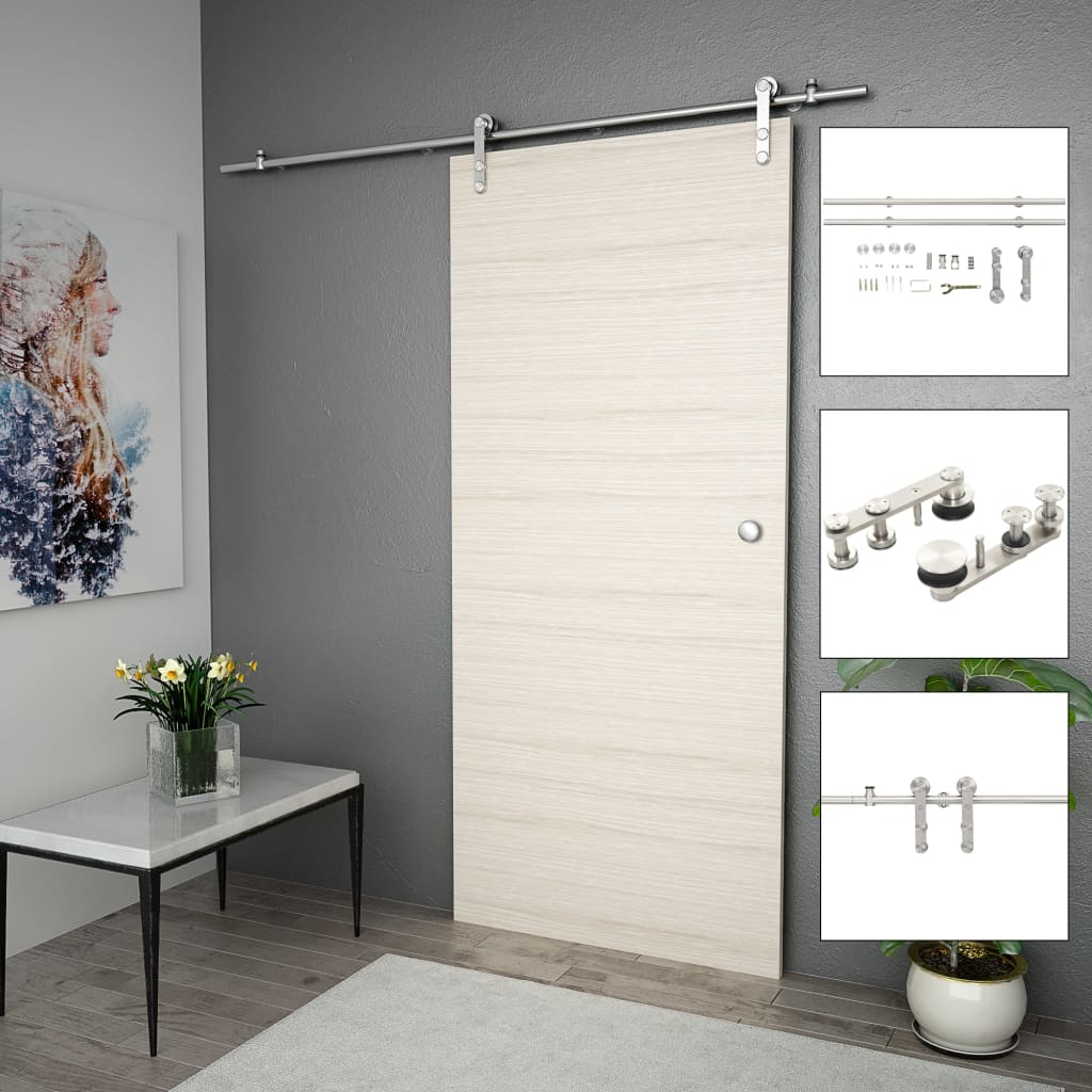 vidaXL Kovanie na posuvné dvere 183 cm, nehrdzavejúca oceľ, strieborné