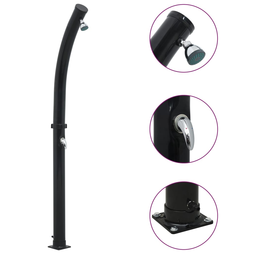 vidaXL Solárna sprcha čierna 214 cm 20 l