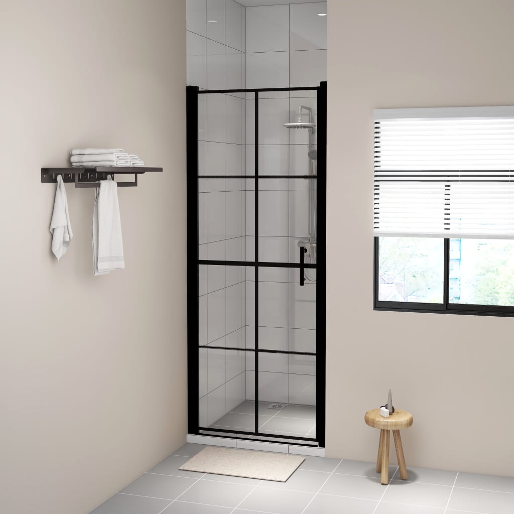 vidaXL Sprchové dvere čierne 81x195 cm tvrdené sklo