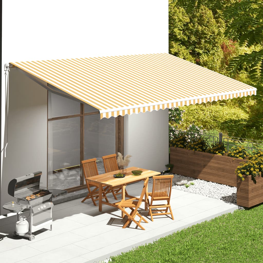 vidaXL Náhradná látka na markízu žlto-biela 6x3,5 m