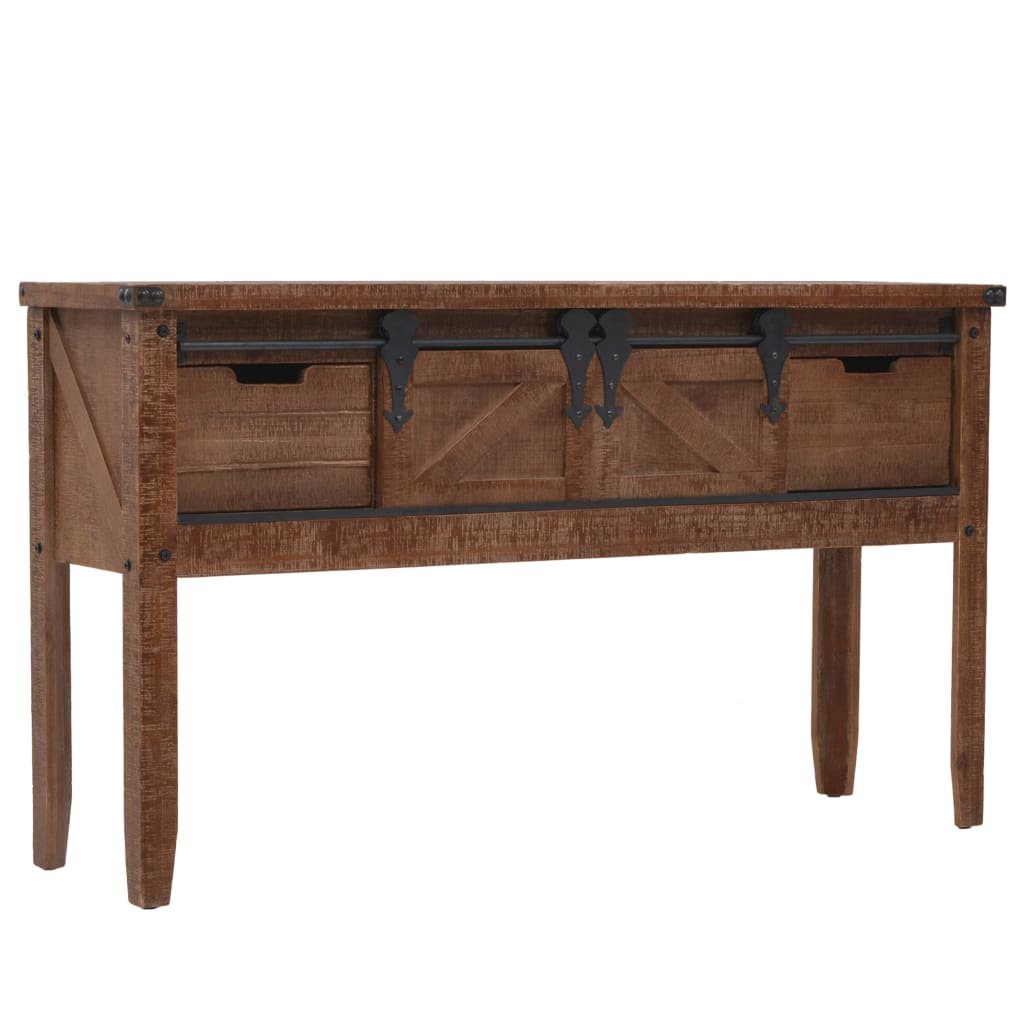 vidaXL Konzolový stolík z jedľového dreva 131x35,5x75 cm hnedý