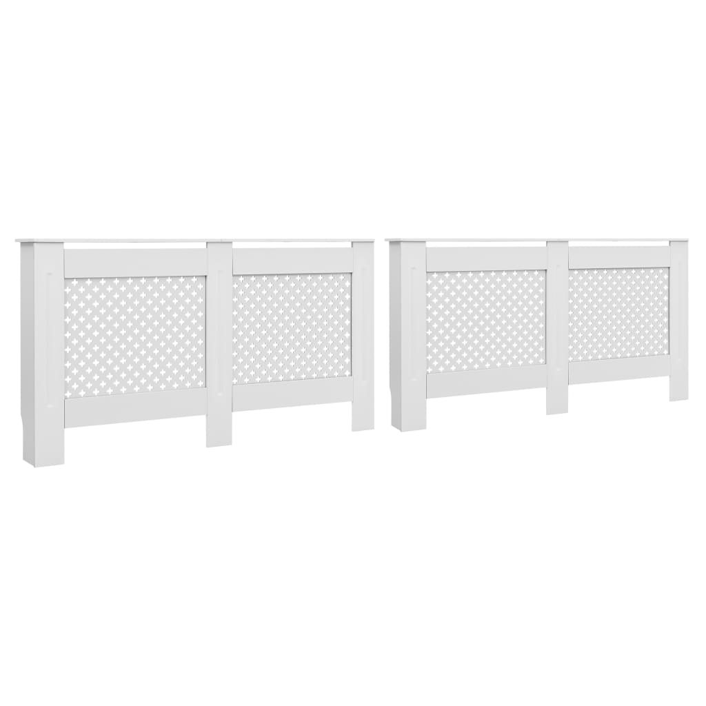 vidaXL Kryty na radiátor 2 ks, biele 152x19x81,5 cm, MDF