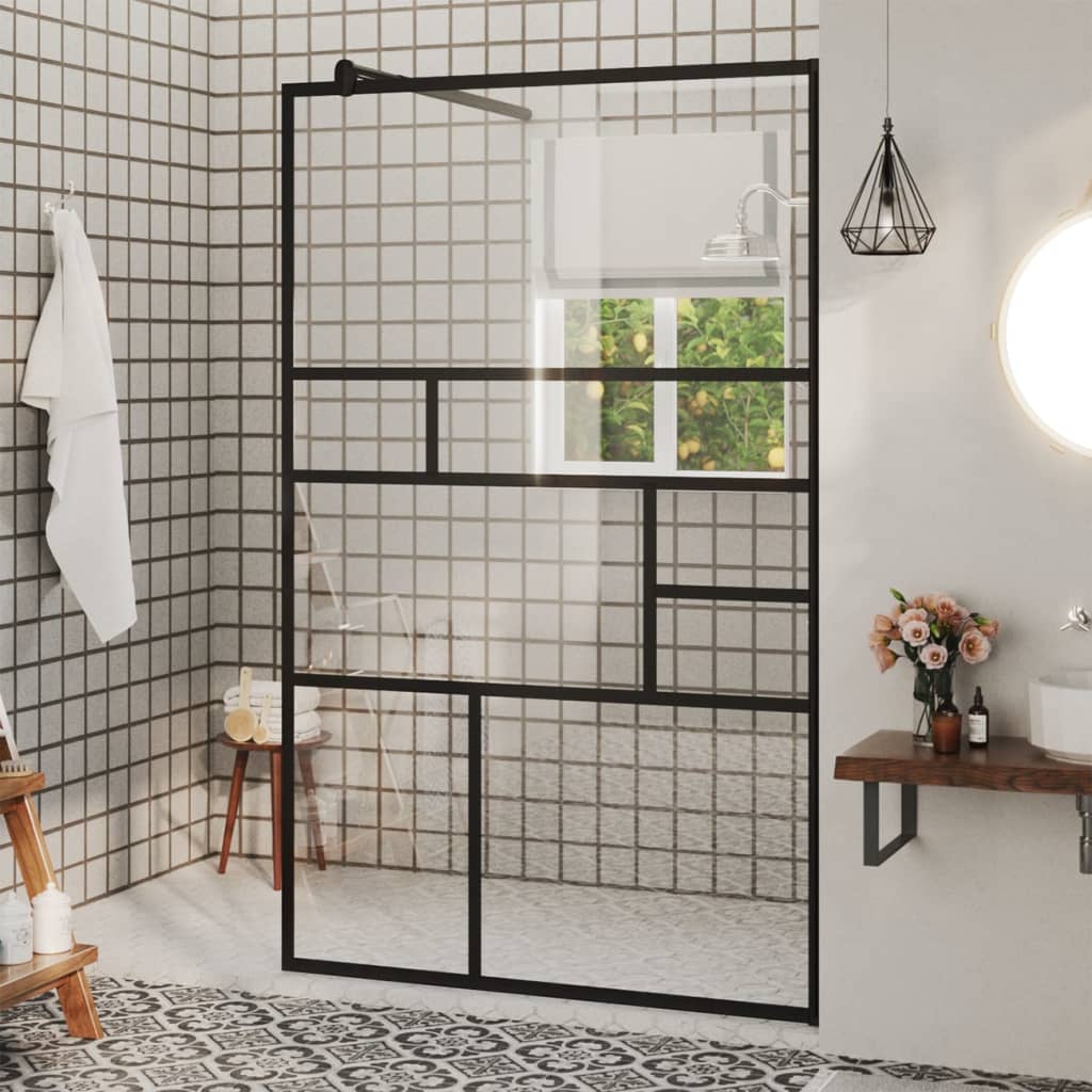 vidaXL Sprchová zástena s priehľadným ESG sklom 100x195 cm čierna