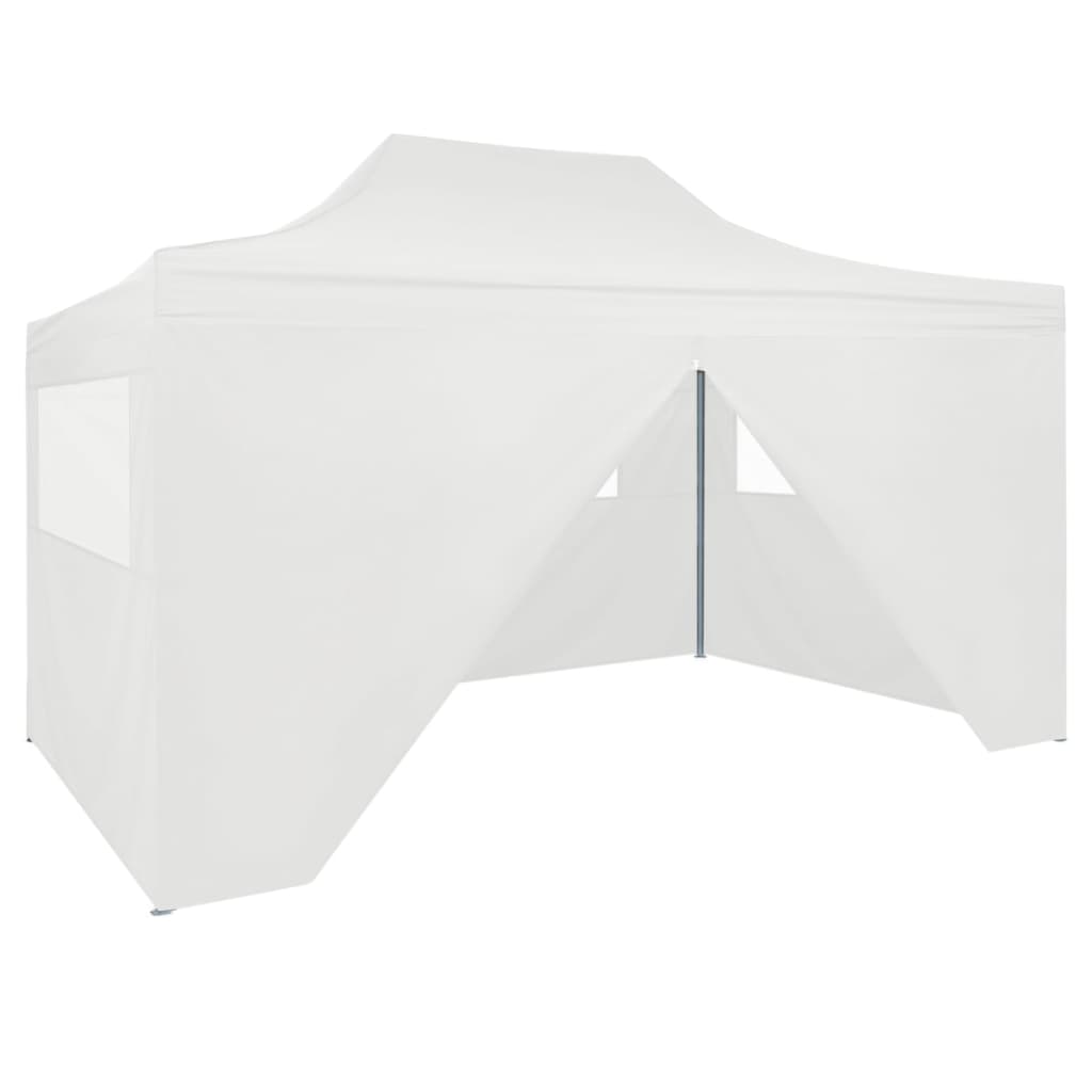 vidaXL Profesionálny skladací párty stan+4 steny 3x4 m, oceľ, biely