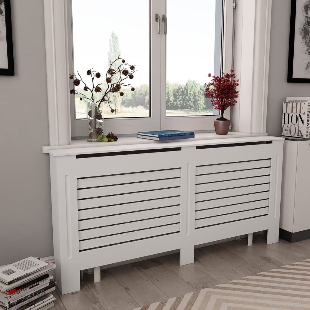 vidaXL Kryty na radiátor 2 ks biele 172x19x81,5 cm MDF