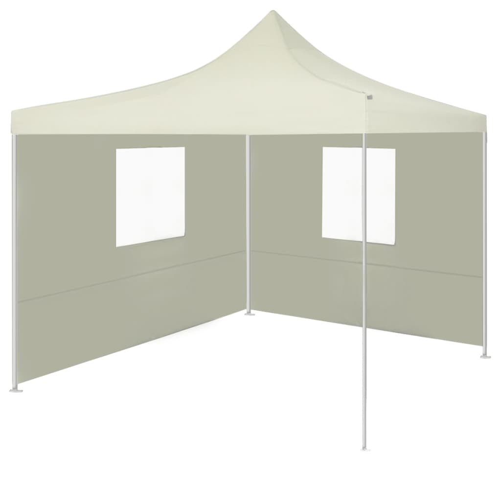 vidaXL Profesionálny skladací párty stan+2 steny 2x2 m, oceľ, krémový
