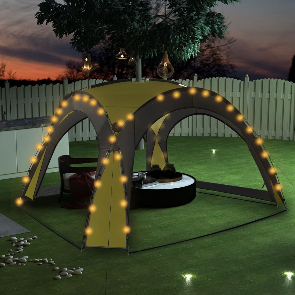 vidaXL Párty stan s LED a 4 bočnými stenami 3,6x3,6x2,3 m, zelený