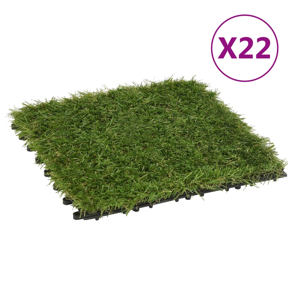 vidaXL Umelý trávnik 22 dlaždíc 30x30 cm zelený