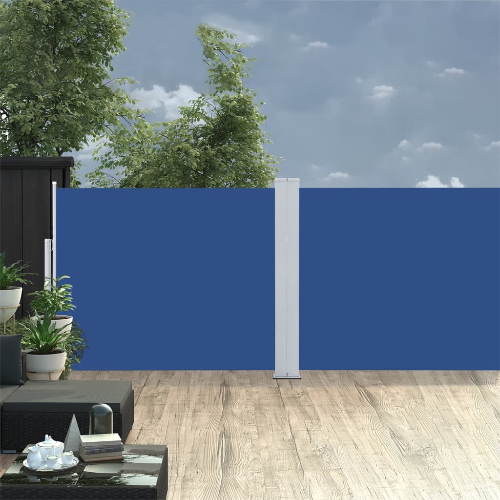 vidaXL Zaťahovacia bočná markíza, modrá 140x1000 cm