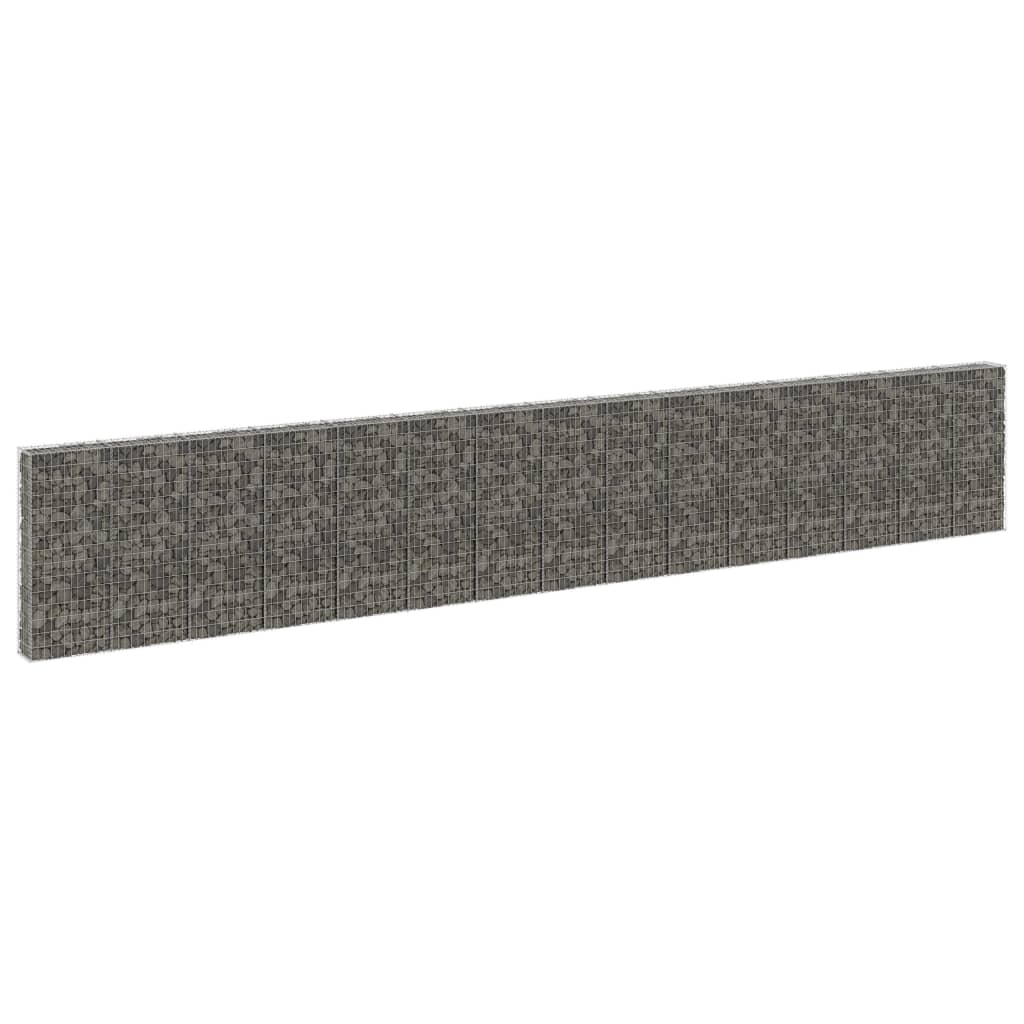 vidaXL Gabiónová stena s krytmi, pozinkovaná oceľ 900x30x150 cm
