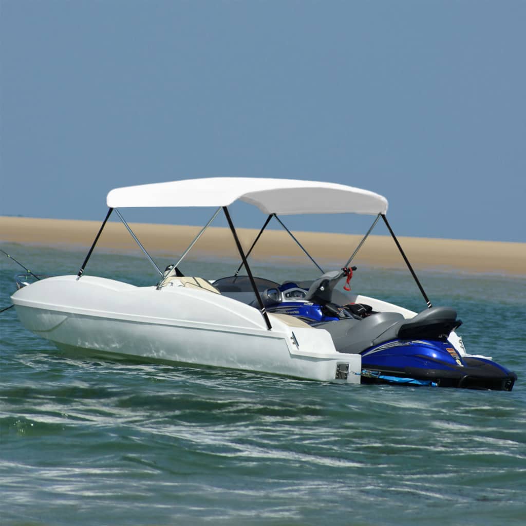 vidaXL Strieška Bimini s 2 oblúkmi biela 180x130x110 cm