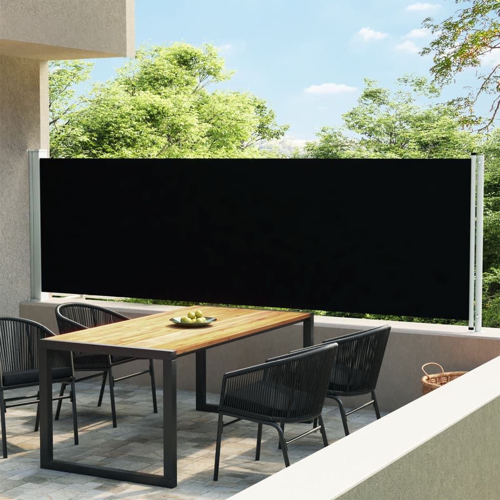 vidaXL Zaťahovacia bočná markíza na terasu 140x600 cm, čierna