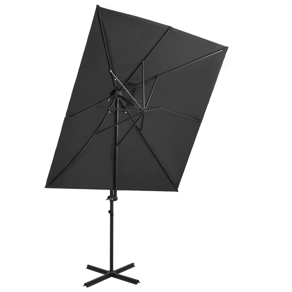 vidaXL Závesný slnečník s dvojitou strieškou antracitový 250x250 cm