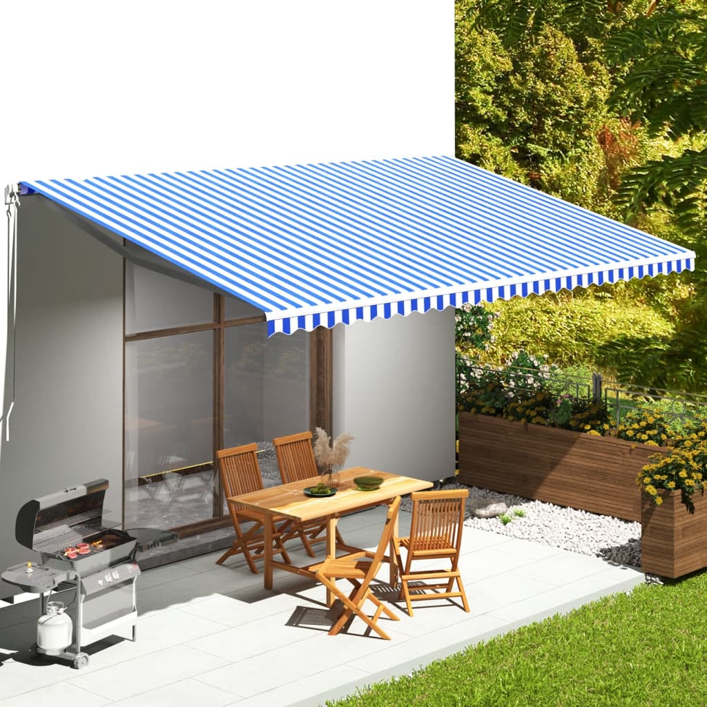 vidaXL Náhradná látka na markízu modro-biela 6x3,5 m