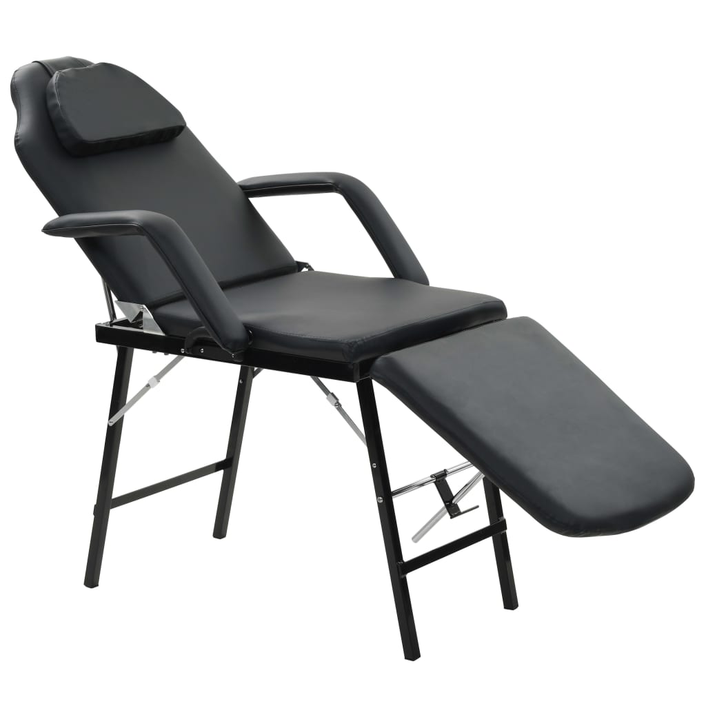 vidaXL Prenosné kozmetické kreslo, umelá koža 185x78x76 cm čierne