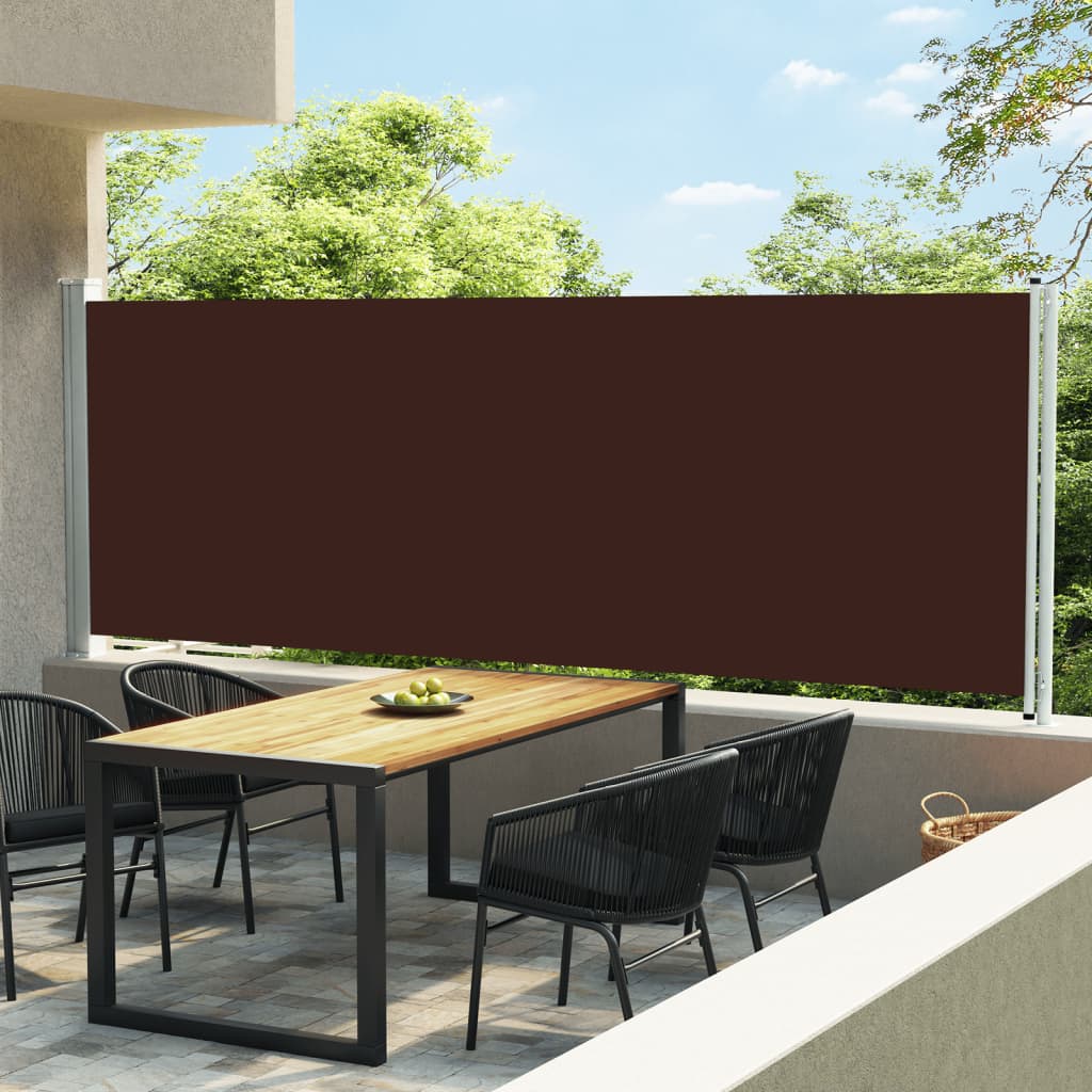 vidaXL Zaťahovacia bočná markíza na terasu 600x160 cm, hnedá