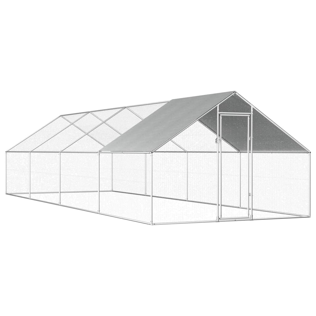 vidaXL Vonkajšia klietka pre sliepky 2,75x8x1,92 m, pozinkovaná oceľ