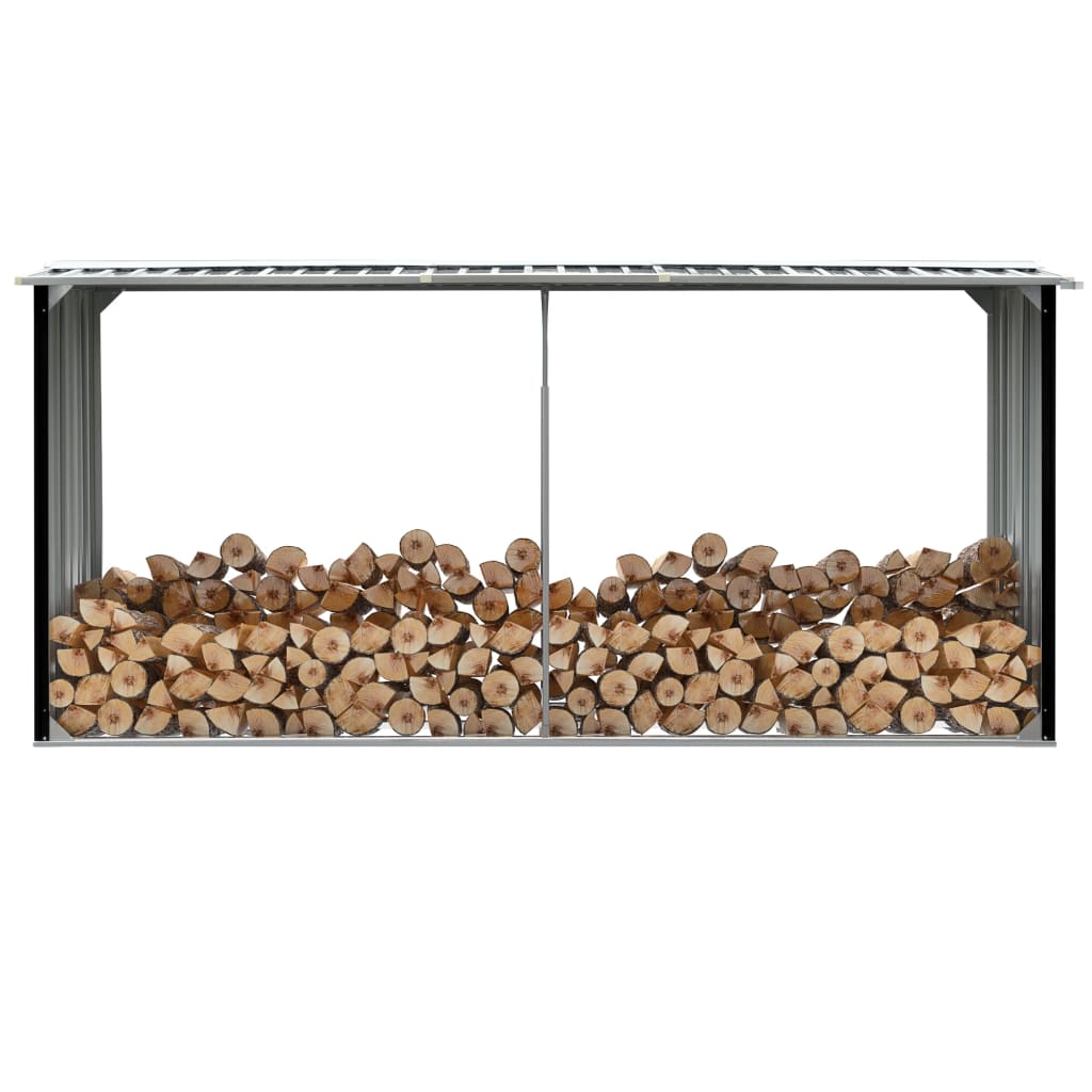 vidaXL Záhradná kôlňa na drevo antracitová 330x92x153 cm galvanizovaná oceľ