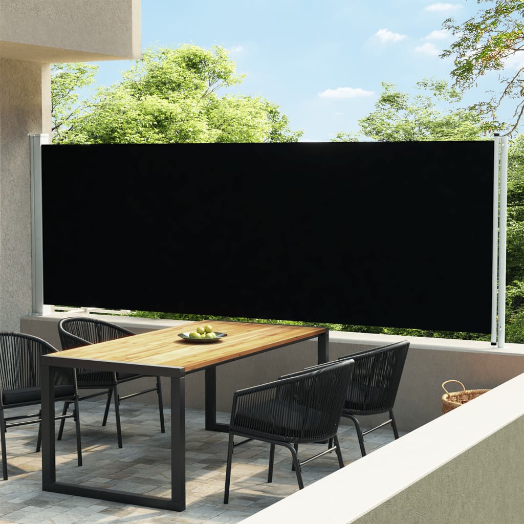 vidaXL Zaťahovacia bočná markíza na terasu 600x160 cm, čierna