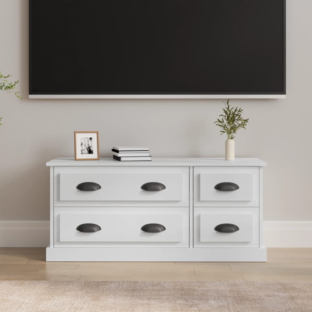 vidaXL TV skrinka lesklá biela 100x35,5x45 cm kompozitné drevo