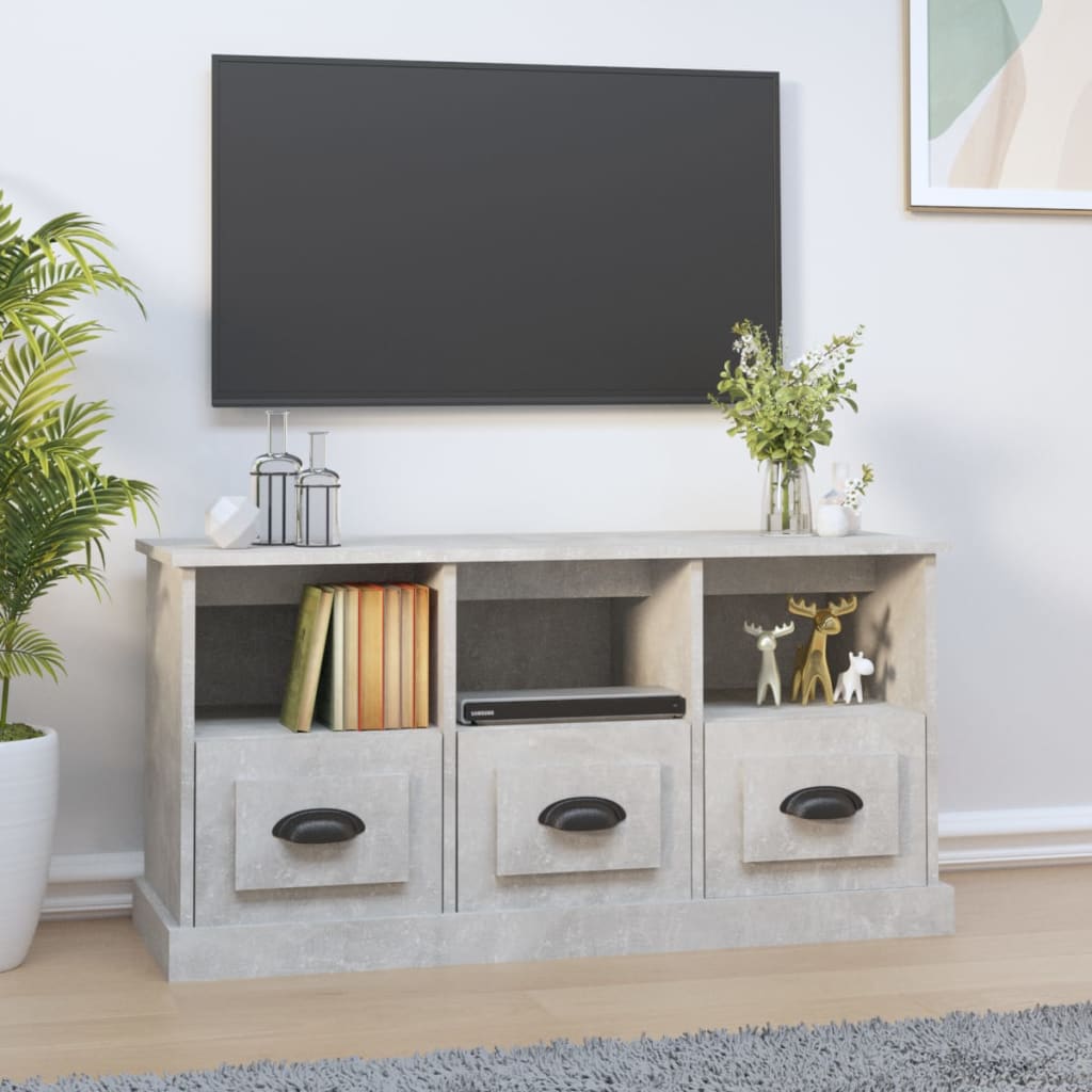 vidaXL TV skrinka betónová sivá 100x35x50 cm kompozitné drevo