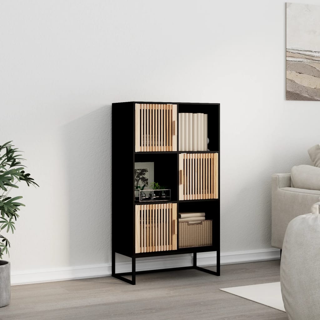 vidaXL Vysoká skrinka čierna 70x35x125 cm kompozitné drevo