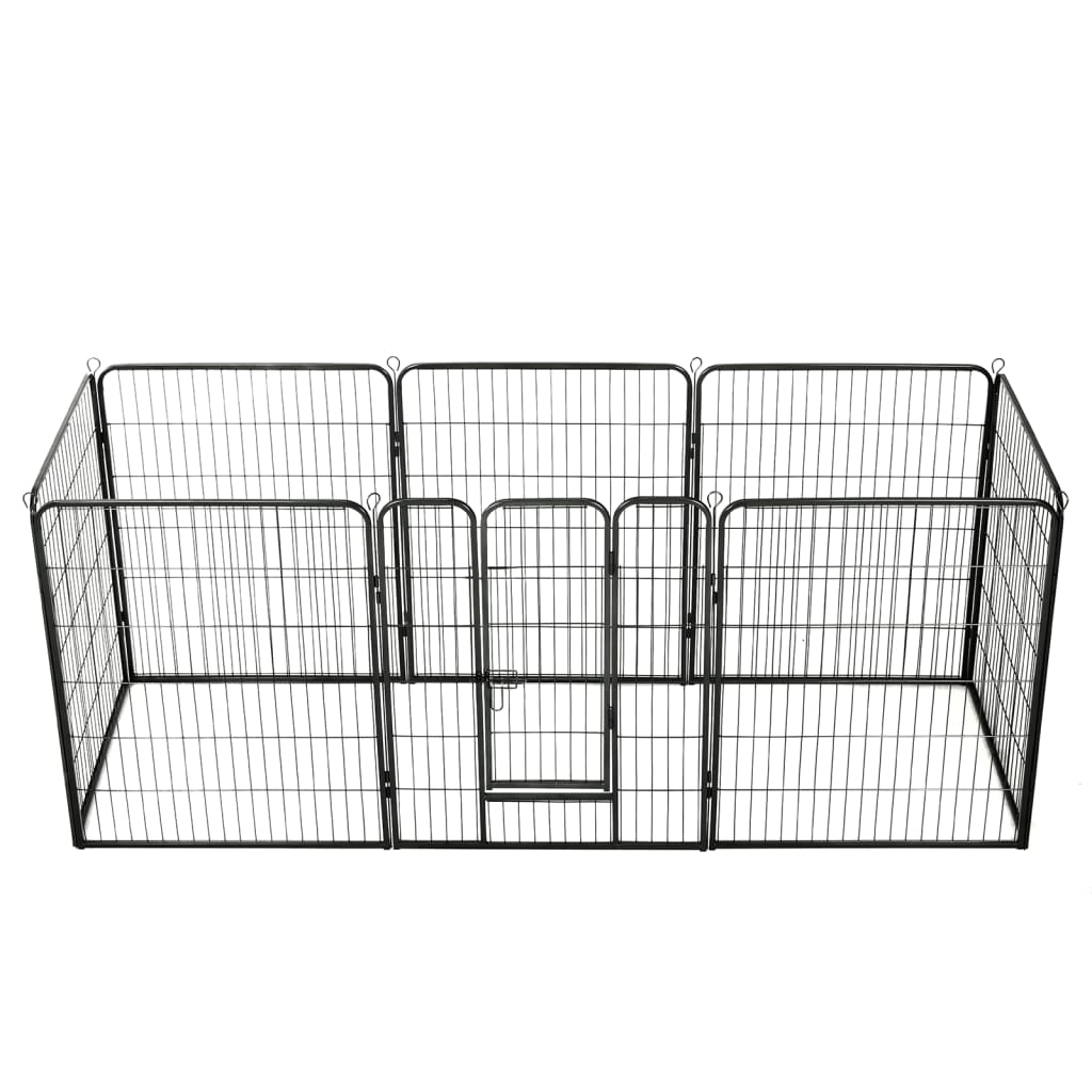vidaXL Oceľová ohrádka pre psov s 8 panelmi 80x100 cm čierna