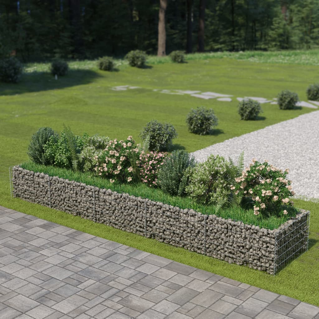 vidaXL Gabiónový vyvýšený záhon, pozinkovaná oceľ 450x90x50 cm