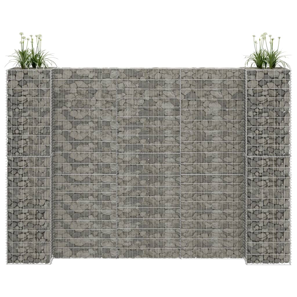 vidaXL Gabiónový kvetináč v tvare H, oceľový drôt 260x40x180 cm