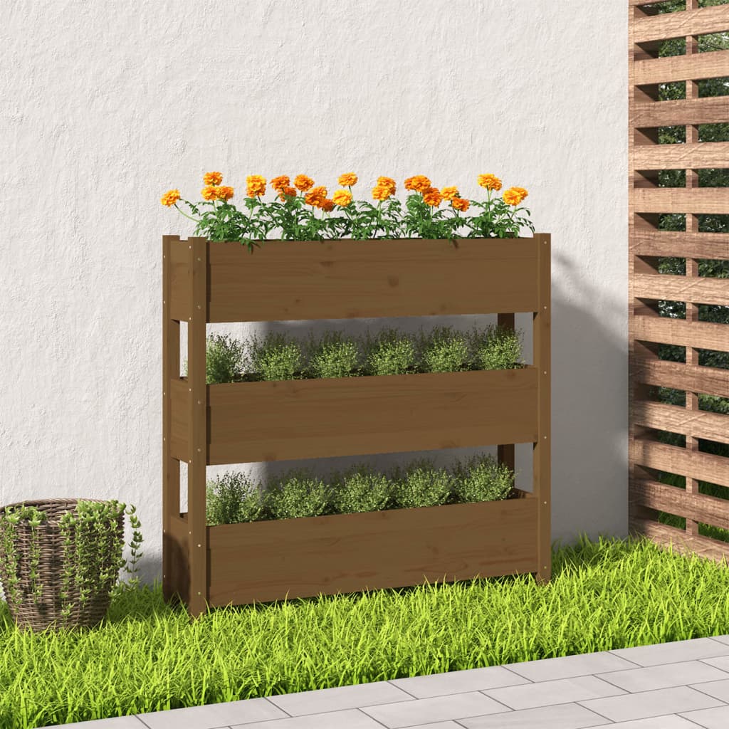 vidaXL Kvetináč medovo-hnedý 112x25x104,5 cm borovicový masív