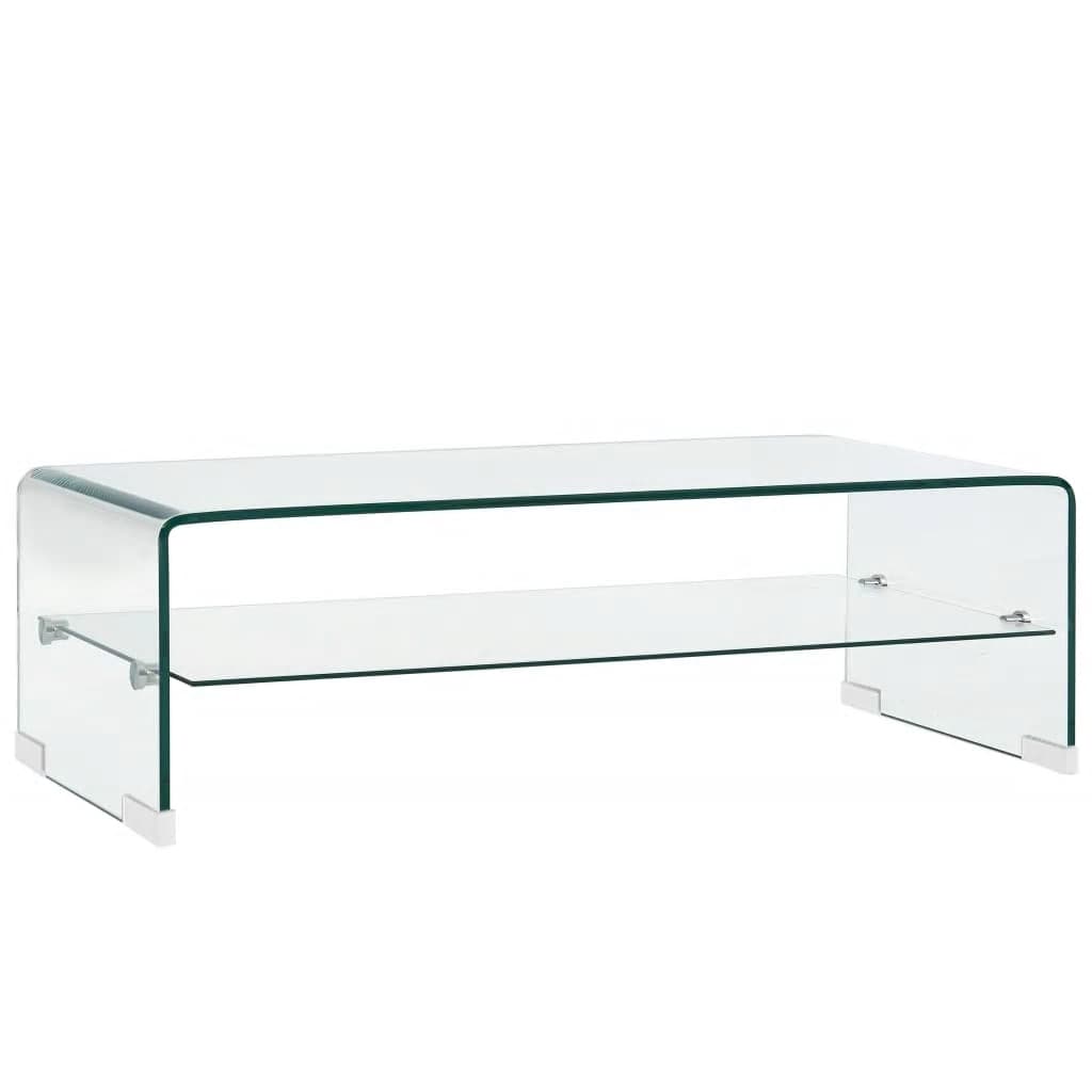 vidaXL Konferenčný stolík priehľadný 98x45x31 cm tvrdené sklo