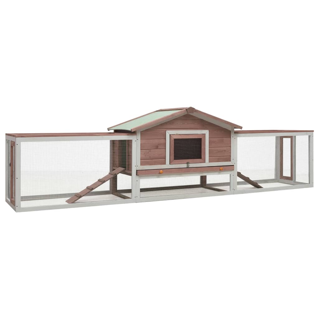 vidaXL Králikáreň, mokka 310x70x87 cm, borovicový a jedľový masív