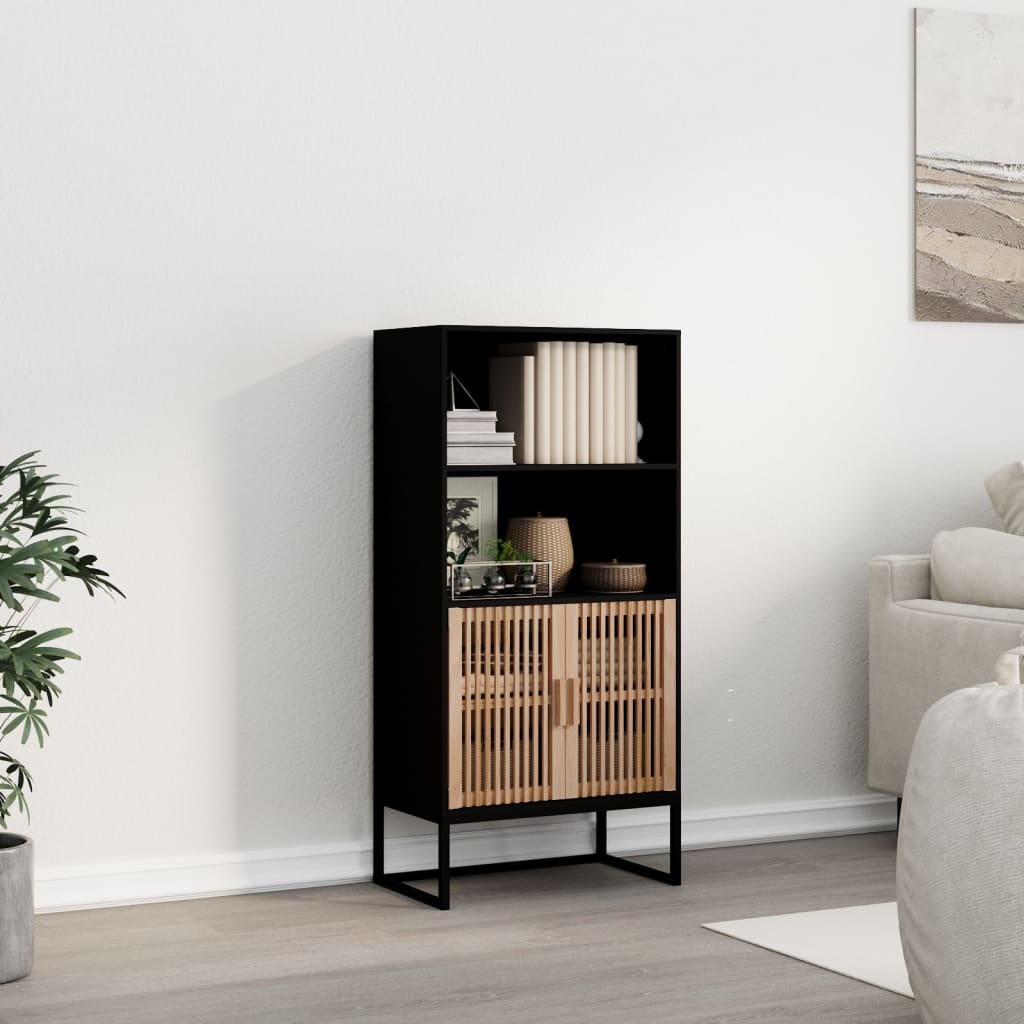 vidaXL Vysoká skrinka čierna 60x35x125 cm kompozitné drevo
