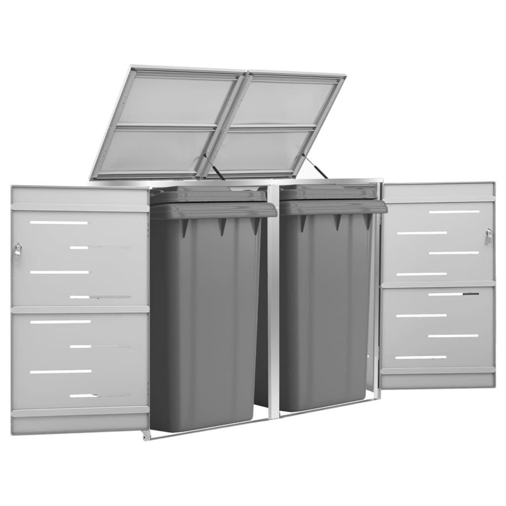 vidaXL Ohrada na 2 odpadkové koše 138x77,5x115,5 cm nehrdzavejúca oceľ
