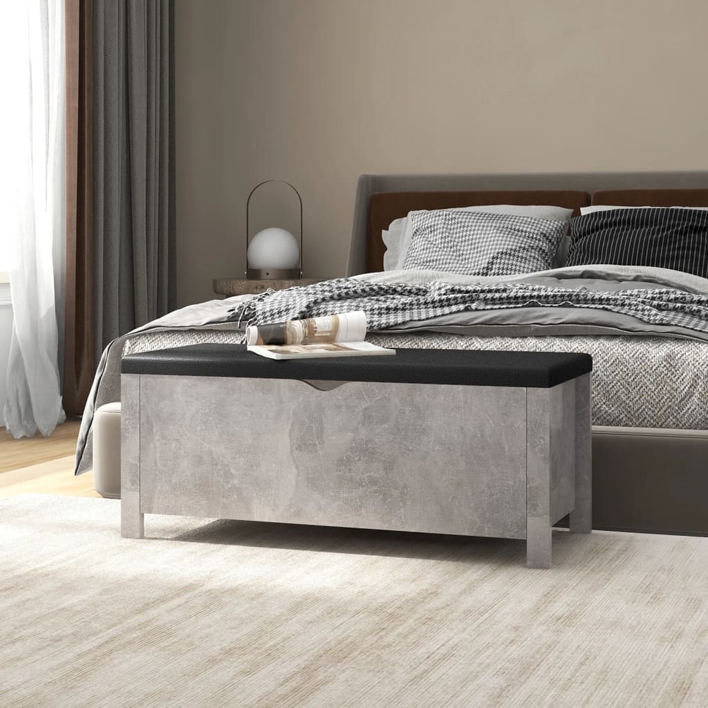 vidaXL Úložný box s vankúšom betónovo sivá 105x40x45 cm drevotrieska