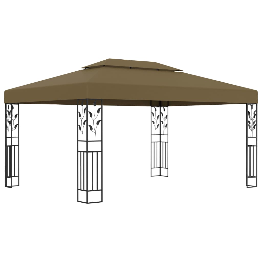 vidaXL Altánok s dvojitou strieškou 3x4 m, sivohnedý 180 g/m²