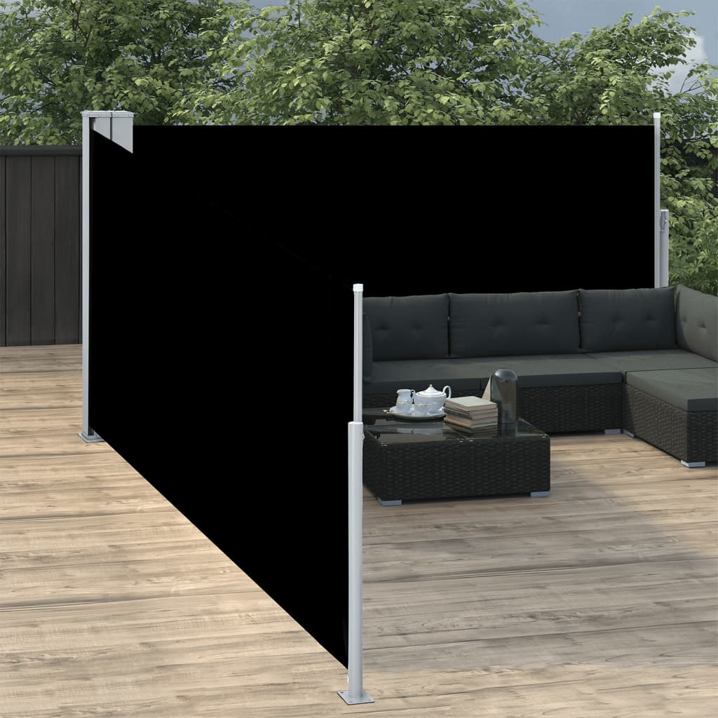 vidaXL Zaťahovacia bočná markíza, čierna 100x1000 cm
