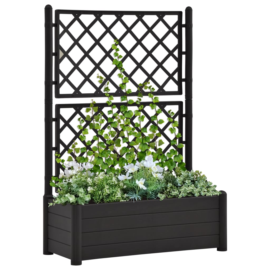 vidaXL Záhradný kvetináč s mriežkou 100x43x142 cm PP antracitový