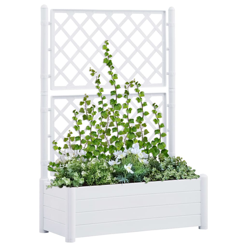 vidaXL Záhradný kvetináč s mriežkou 100x43x142 cm PP biely