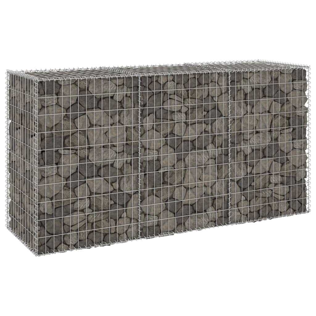 vidaXL Gabiónová stena s krytmi, pozinkovaná oceľ 200x60x100 cm