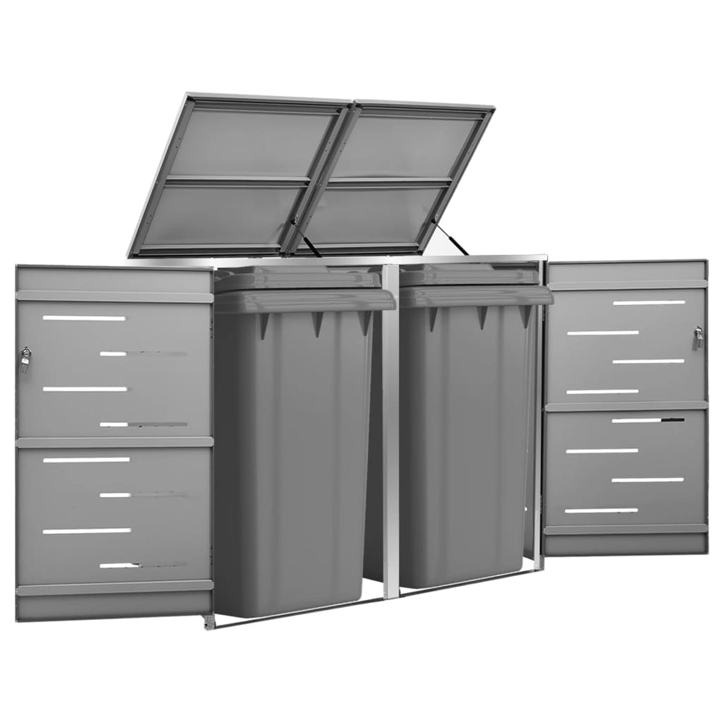 vidaXL Ohrada na 2 odpadkové koše 138x77,5x115,5 cm nehrdzavejúca oceľ