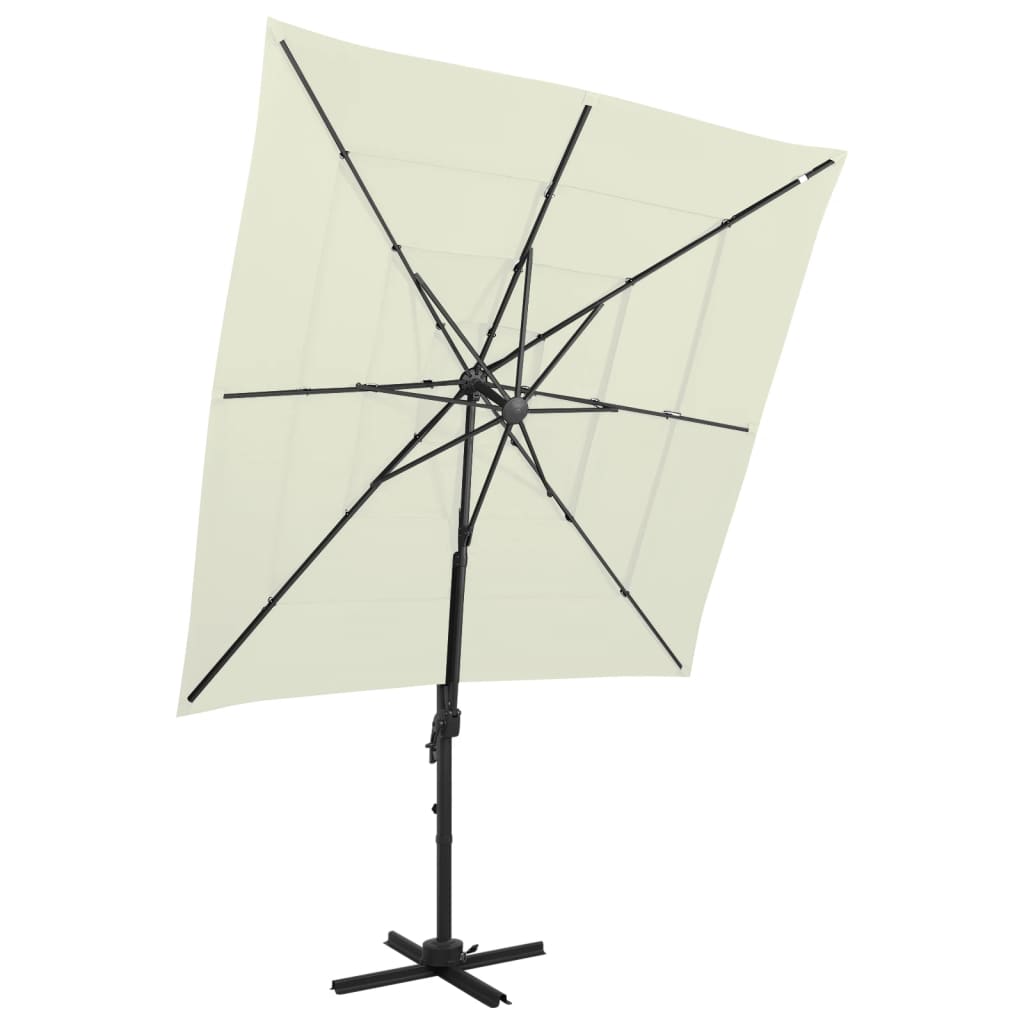 vidaXL 4-stupňový slnečník s hliníkovou tyčou pieskový 250x250 cm
