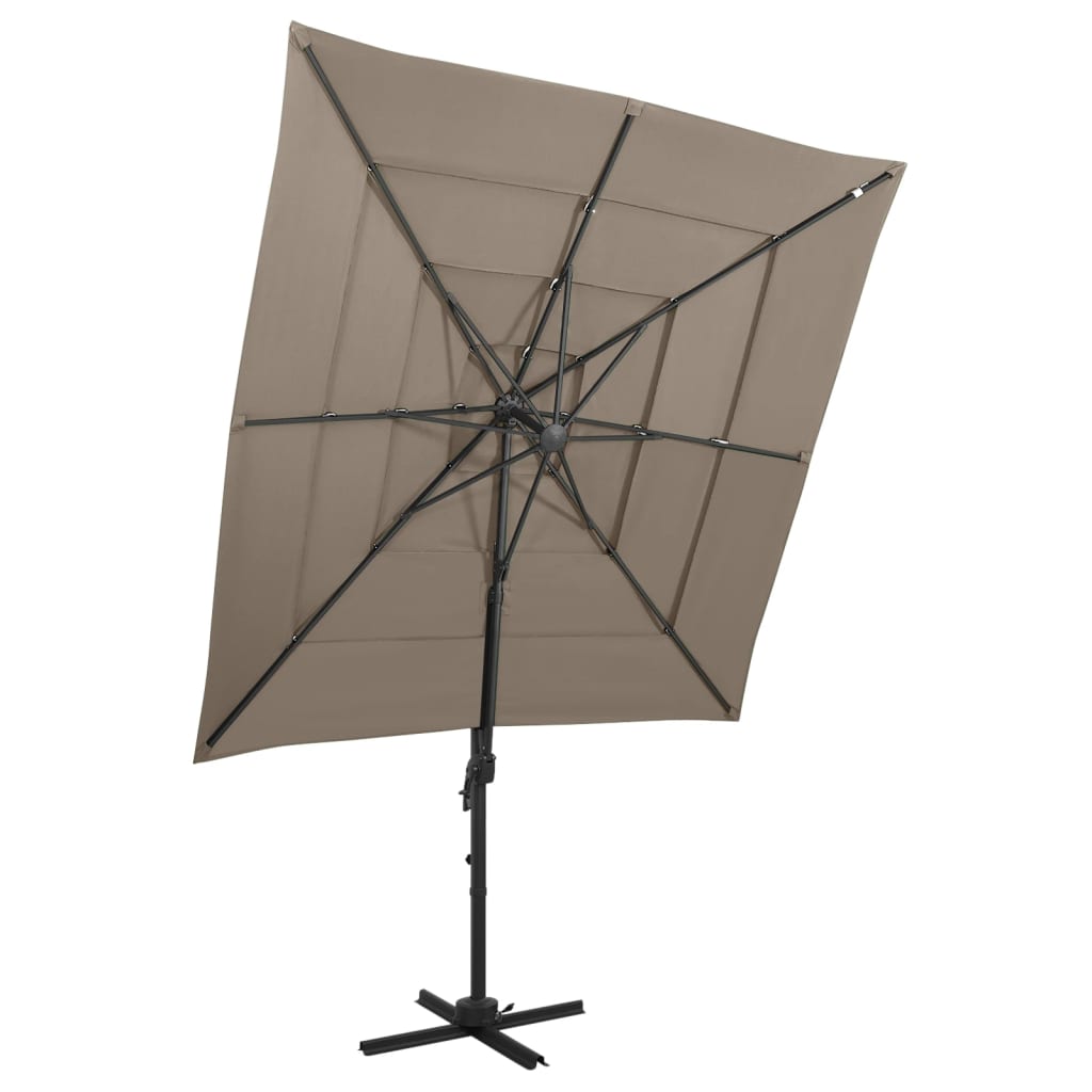 vidaXL 4-stupňový slnečník s hliníkovou tyčou sivo-hnedý 250x250 cm
