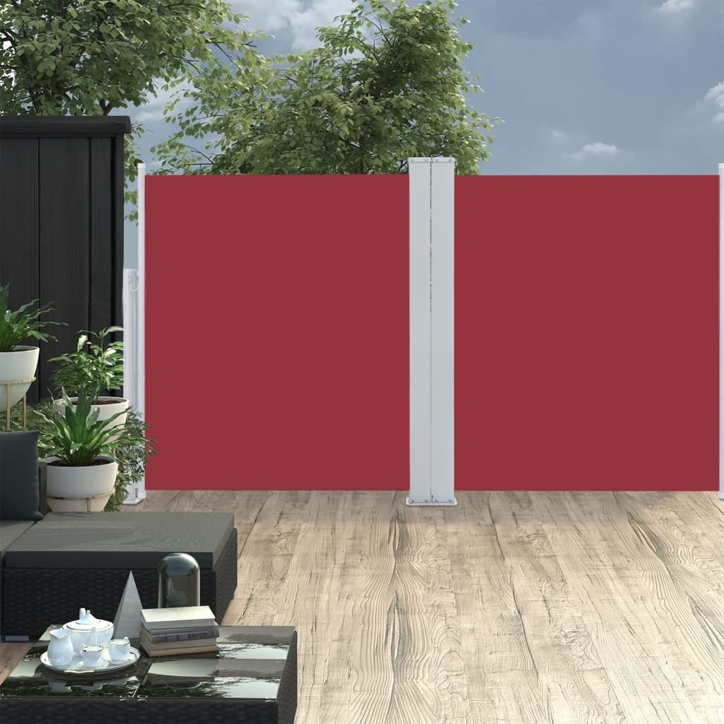 vidaXL Zaťahovacia bočná markíza, červená 140x600 cm