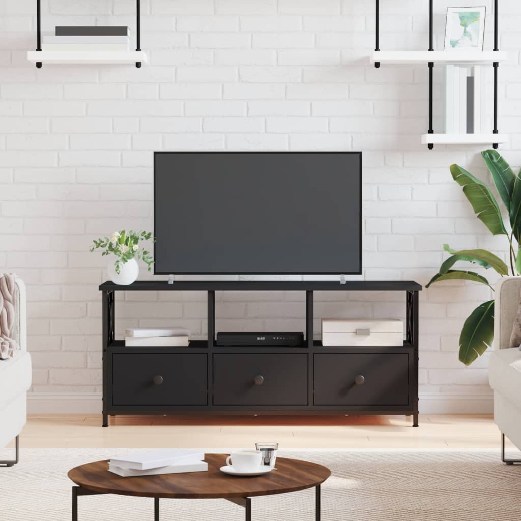 vidaXL TV skrinka čierna 102x33x45 cm spracované drevo a železo